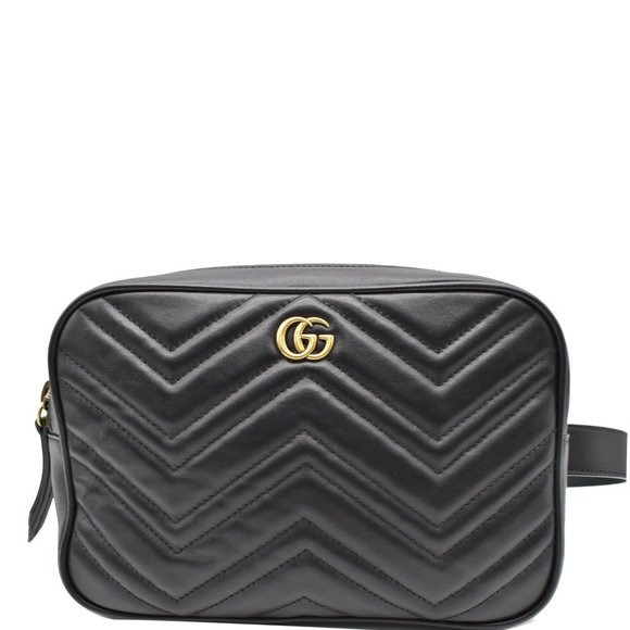 GUCCI GG Marmont Matelasse Leather Belt Bag Black 523380 - Picture 1 of 10